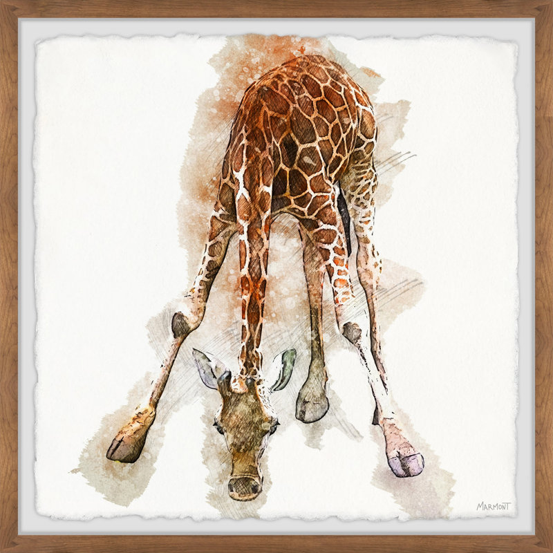Thirsty Giraffe by Marmont Hill - Single Picture Frame Painting, 51cm H x 51cm W