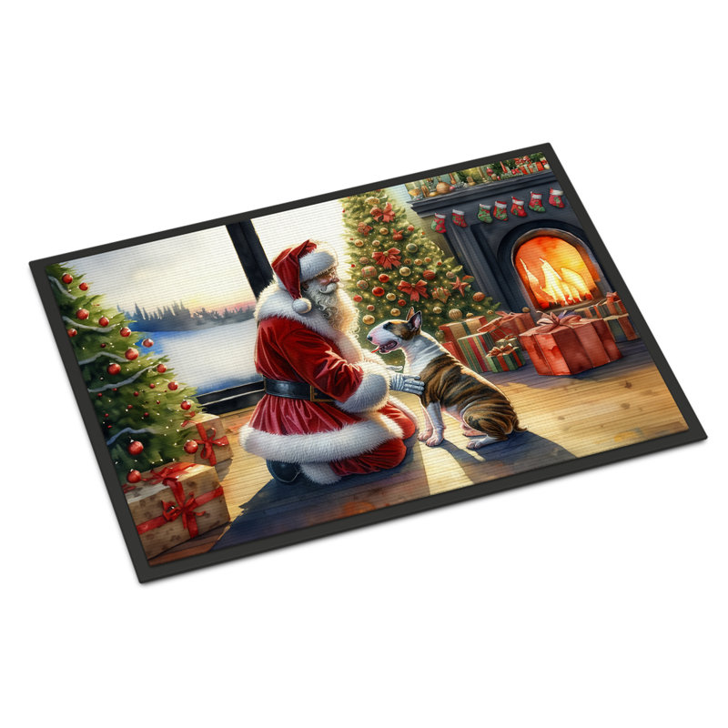 Bull Terrier and Santa Claus Doormat, 24" W x 36" L