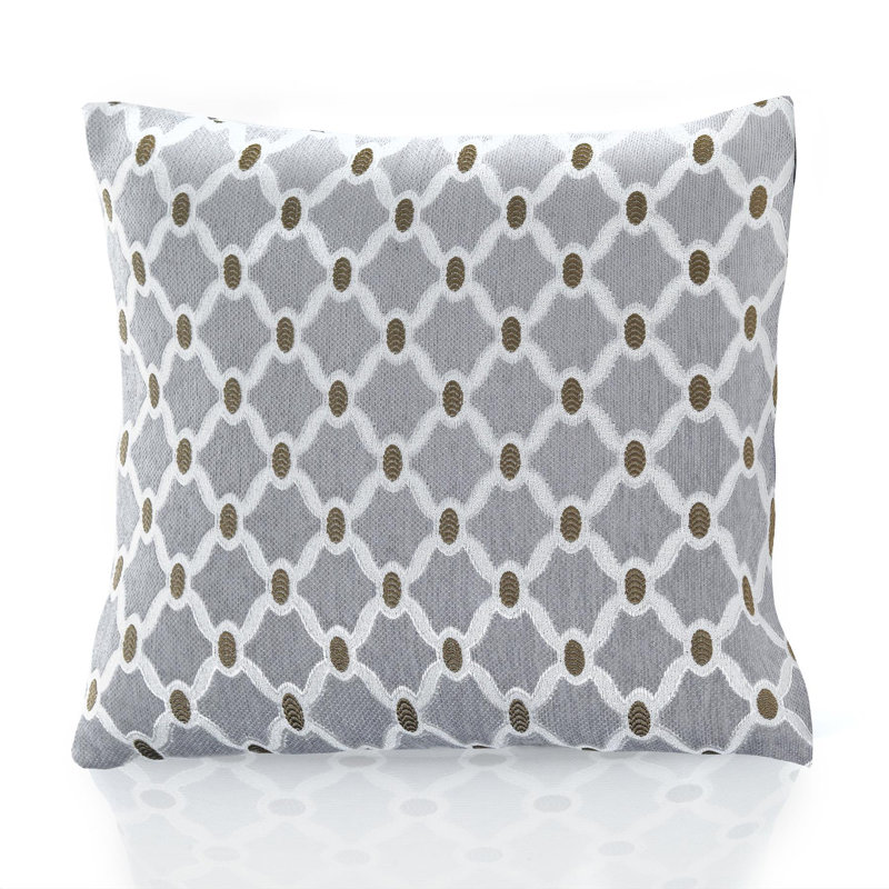 Beauville Geometric Square Cushion, Silver/Cream