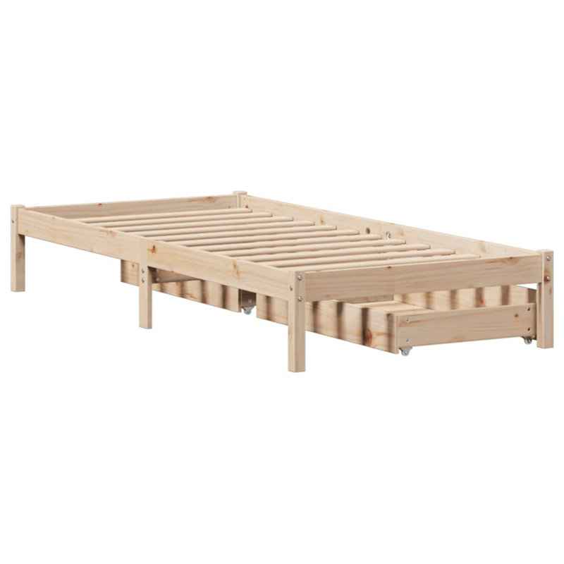 Solid Wood Storage Bed, Brown, European Single (90 x 200 cm)