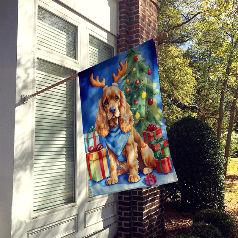 Drapeau de Noël maison de renne, Épagneul cocker