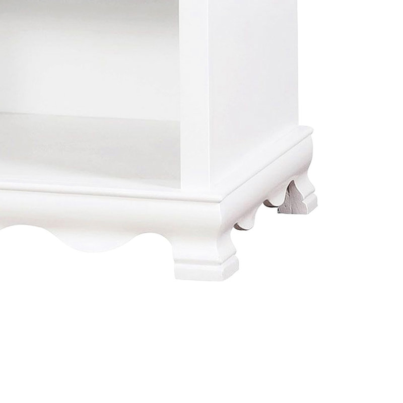 Table de chevet en bois massif blanc avec fonctionnalité de tablette inférieure - fabriquée et
