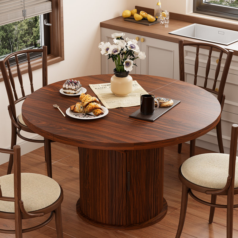 Table de salle à manger extensible 43,3 "à 59" pour 4-6, table de salle à manger ovale avec rangement, table de salle à manger à piédestal