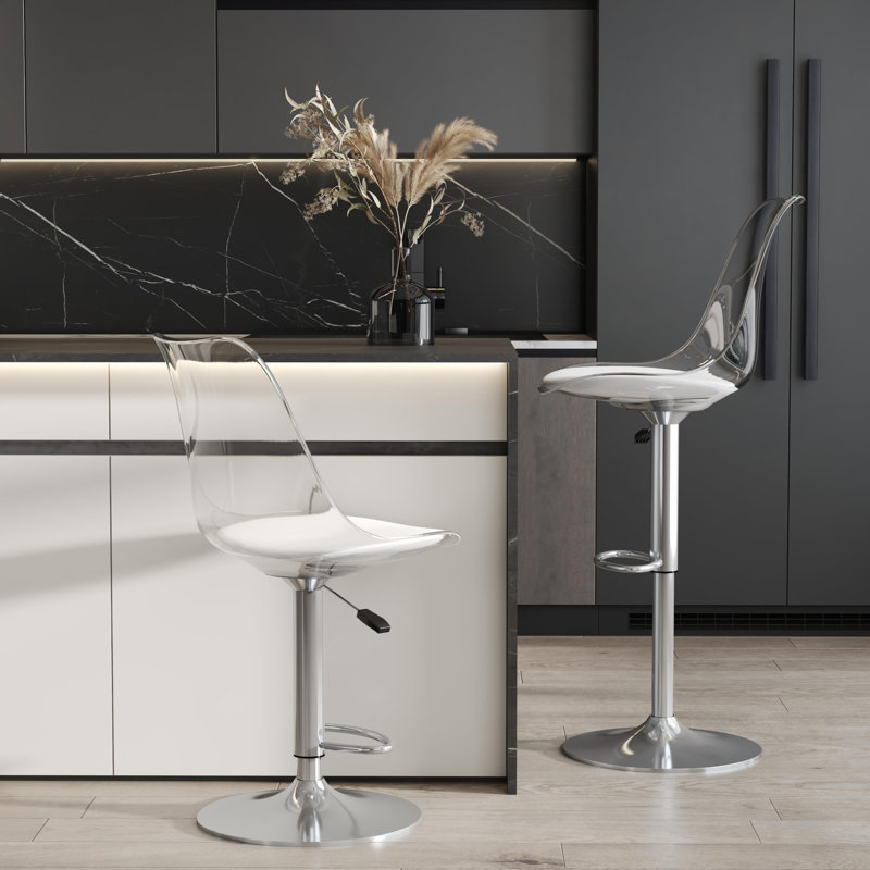 Swivel Adjustable Height Counter Stool, Silver
