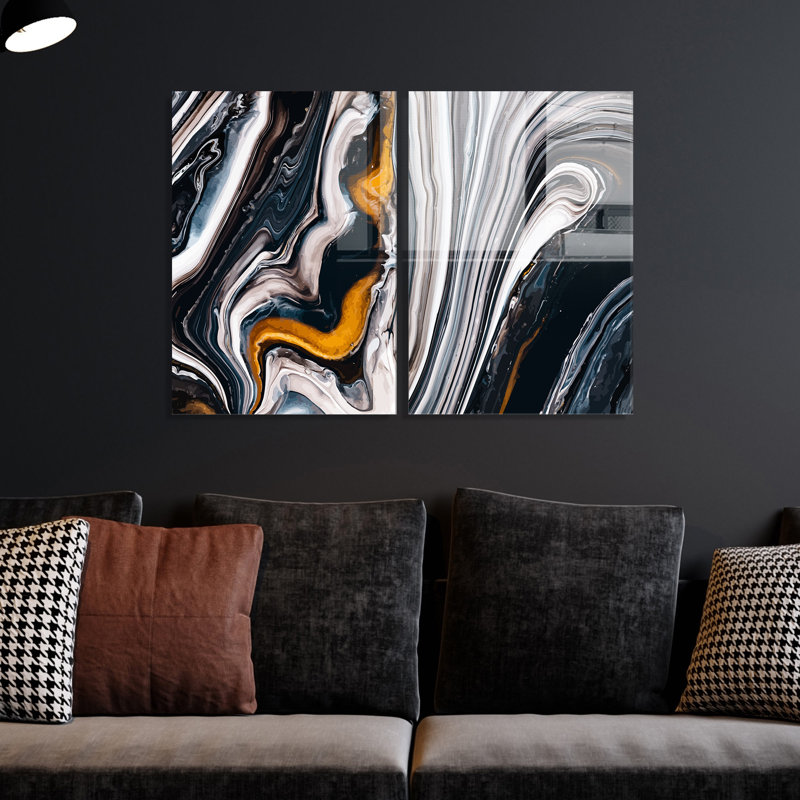 2 Piece Wall Art on Glass, 70cm H x 100cm W x 0.4cm D