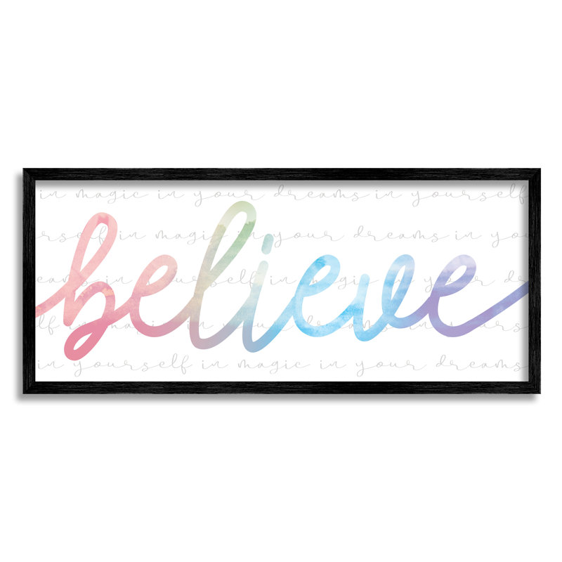 «Believe Rainbow», H 10 po x l 24 po, Giclée encadrée noir minuit