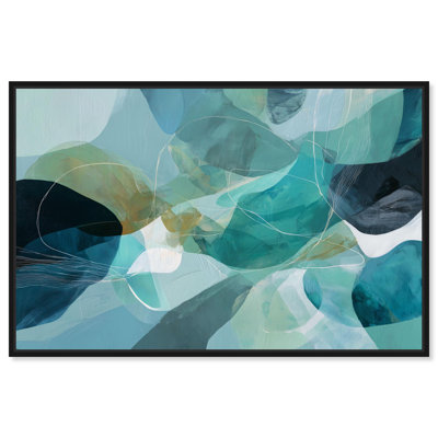 «Oceanic Hues I», reproduction d'art sur toile par Art Remedy, cadre noir, 36 x 24