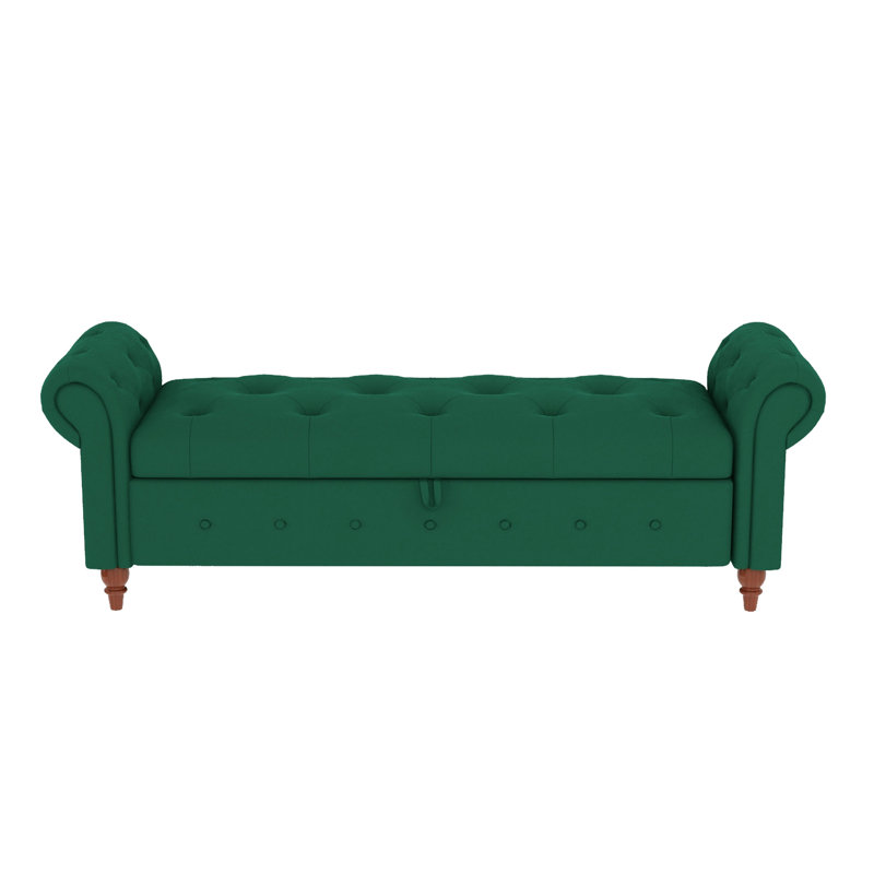 Banc de lit, banc rembourré, banc d'entrée, Vert foncé