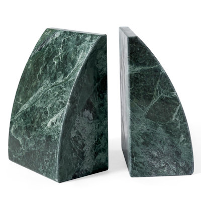 Marble Bookends For Shelves, 8Lbs Large Stone Bookends For Heavy Books, Non-Slip Heavy Duty Book Stopper, Modern Decorative Book Ends For Bookshelf Table Home Decor(Green)