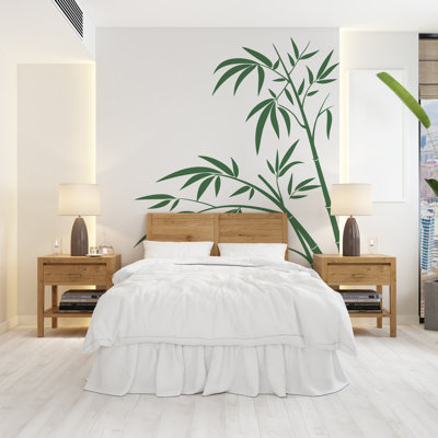 Bamboo Wall Decal, Green Bamboo Stick with Leaves, Nature-Inspired Wall Art, Modern Home Decor, Eco-Friendly Wall Sticker Living Room 613DLU