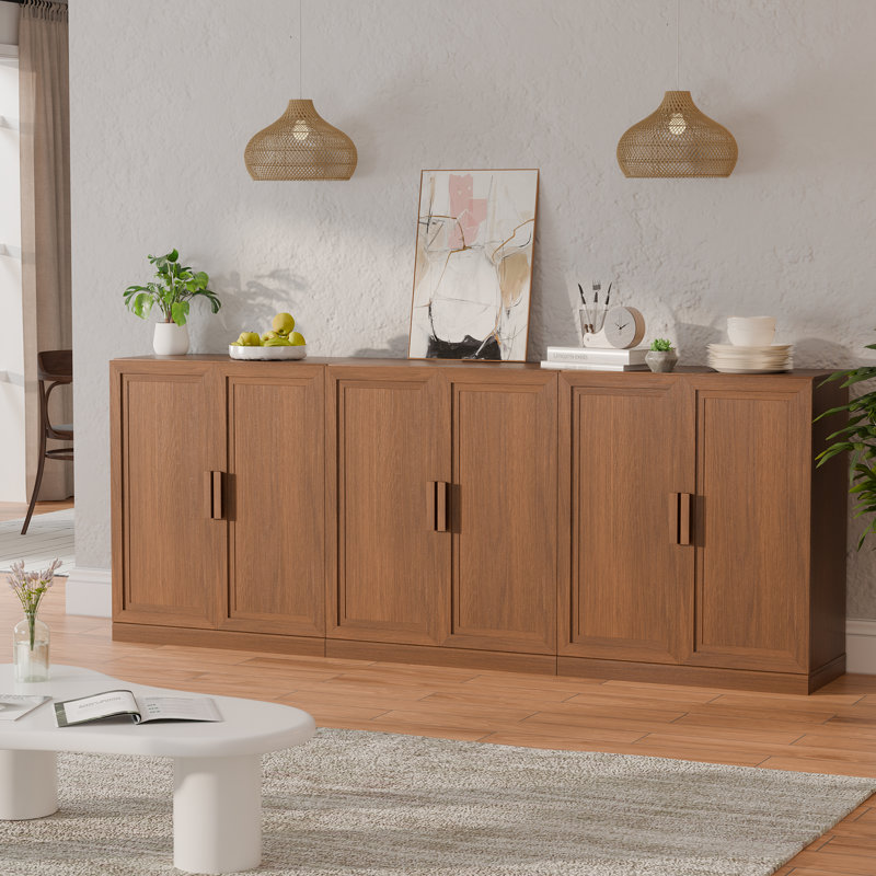 Wooden Door Sideboard Buffet Storage Cabinets with Adjustable Shelves, 31" H x 31" W x 16" D, Black