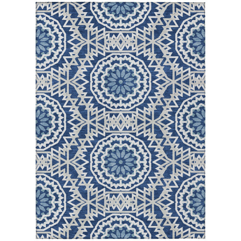 Tapis intérieur / extérieur en polyester tissé à la machine Kawon, Rectangle 9 pi x 12 pi