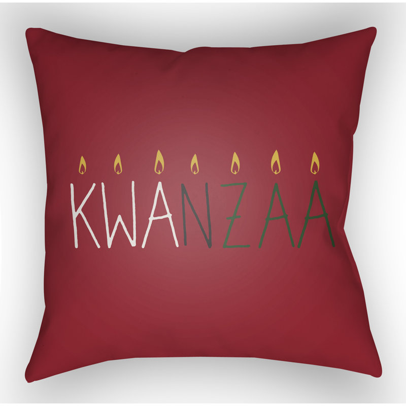 Indoor/Outdoor Throw Pillow, 20" H x 20" W x 4" D, Red/Yellow/White/Green