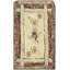 Tapis traditionnel beige antique en laine nouée, style art populaire américain, datant des années 1880, 61 x 91 cm.