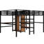 Lit mezzanine simple en métal avec bureau double, rangement et prises de courant, espace de réduction de bruit - Apparence au-dessus d'un lit simple, garde-robe, tablettes, prise électrique pour une recharge pratique, économie