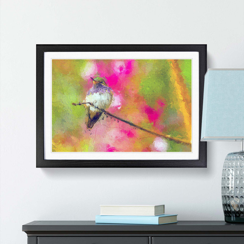 Hummingbird - Framed Print, 36cm H x 48cm W x 2cm D, Black Framed