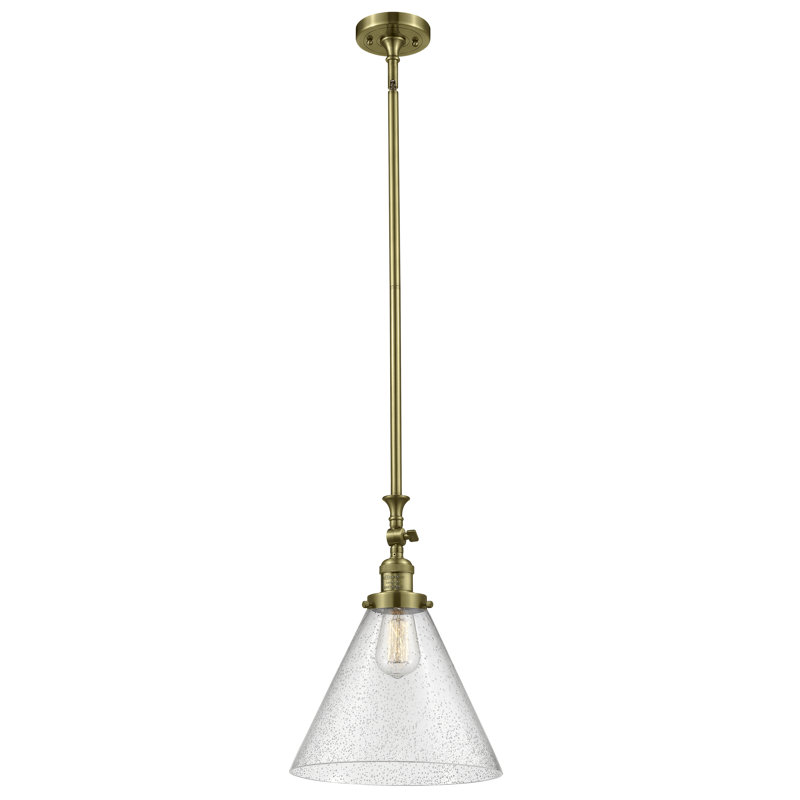 1 - Light Single Pendant, Antique Brass, Clear, No Bulb Included