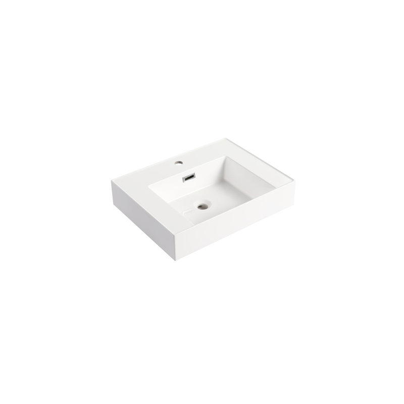 Lavabo pour salle de bain en résine - caractéristique chêne blanc américain, 18,02 po Largeur x 23,75 po, profondeur 5,03 po, matériau non nocif et sécuritaire, mesurant 39,68 lb, mesurant 23,75 po x 18,02 po x 5,03 po