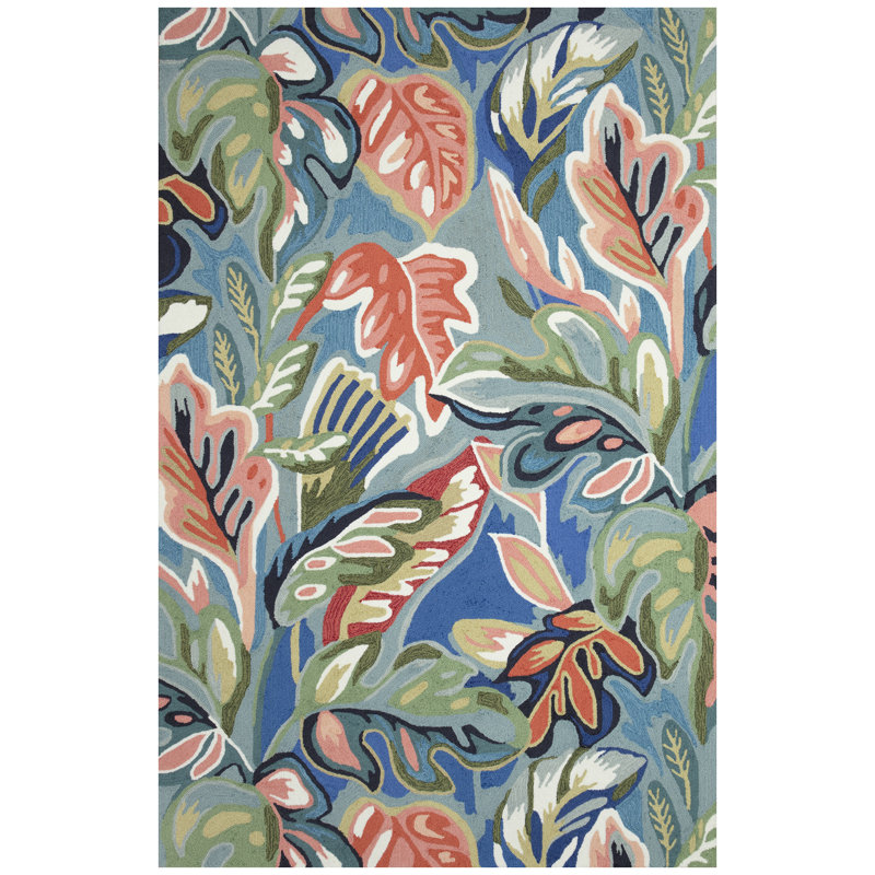 Afaf Performance Hand Tufted Floral Indoor / Outdoor Rug, Rectangle 7'6" x 9'6"