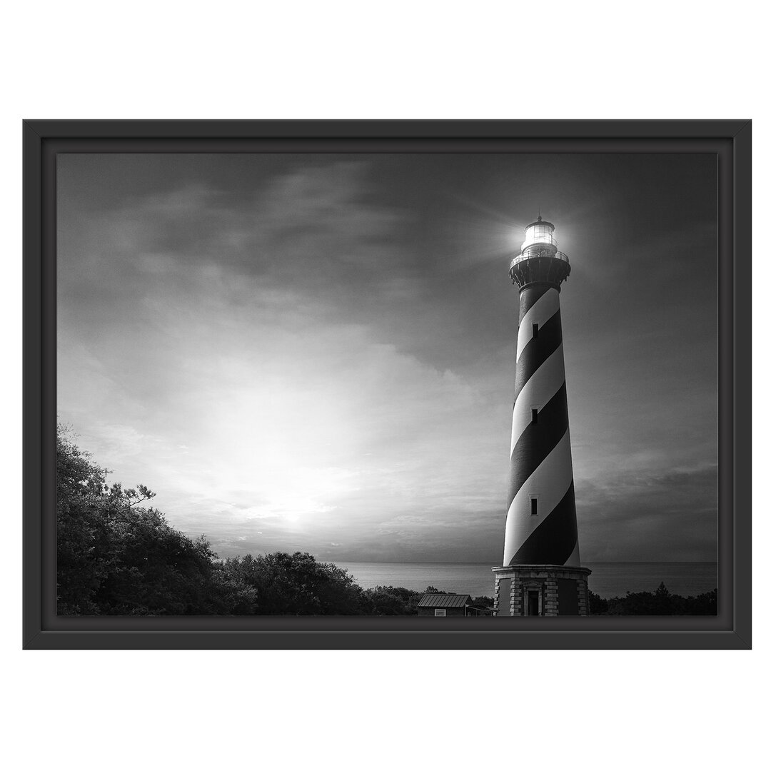 Gerahmtes Wandbild Cape Hatteras Leuchtturm Kunst B&W