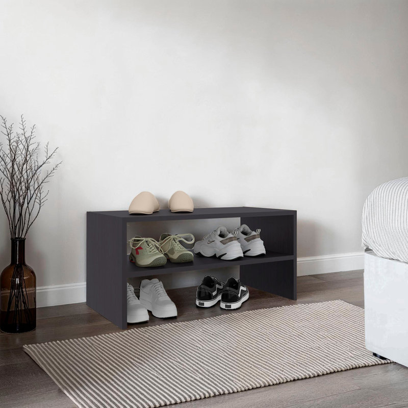 Silpa Small Shoe Rack With Three Open Shelves, Compact Modern Shoe Organizer For Entryway Or Closet, 23.6” Wide, Black