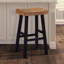 Ensemble de 2 tabourets décoratifs traditionnels en bois massif, assise en chêne / noir-2049592062-2049591937