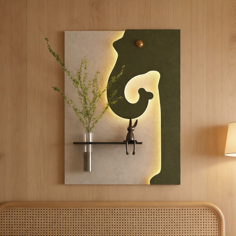 31.5"Green luxury green plant decorative painting, 37.4" H x 31.5" W x 2.36" D, Green