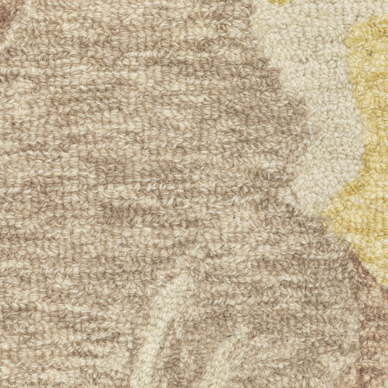 Tapis beige / jaune à motif abstrait en laine Renli, Tapis de couloir 2 pi 6 po x 8 pi