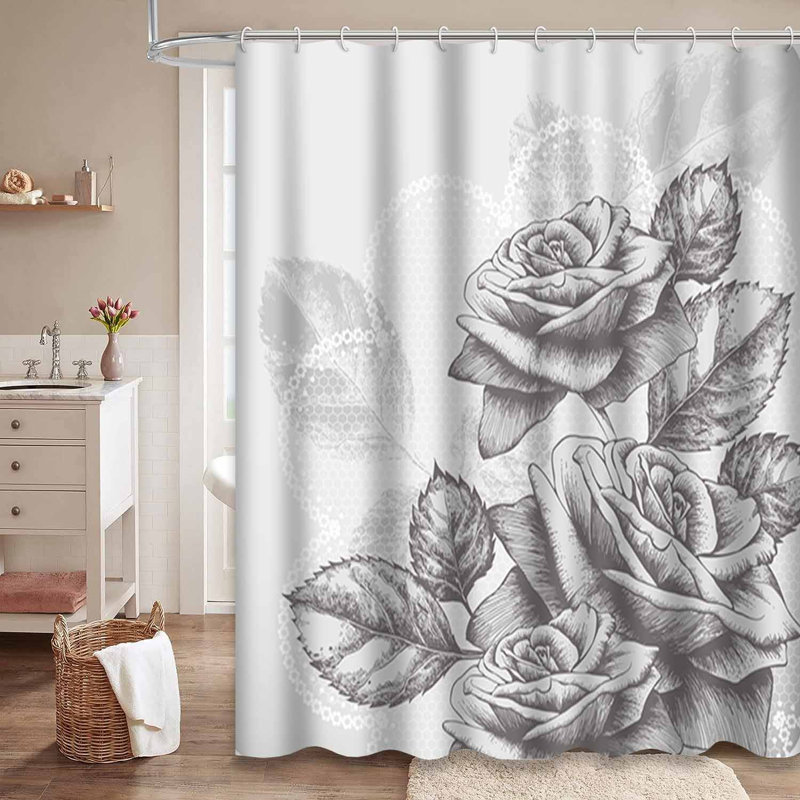 Rideau de douche Glamour Roses, L 72 po x l 78 po