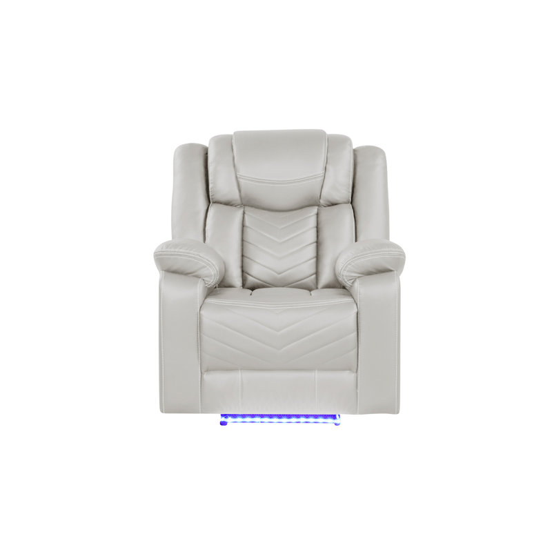 Challenger Modern Contemporary LED Power Recliner Chair Made With Wood And Metal Frame In Beige, Beige