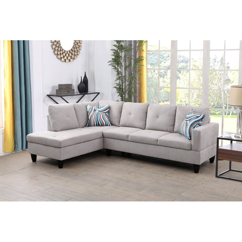Adaleah Upholstered L-Shaped Sectional, Left Hand Facing, Red Linen Blend