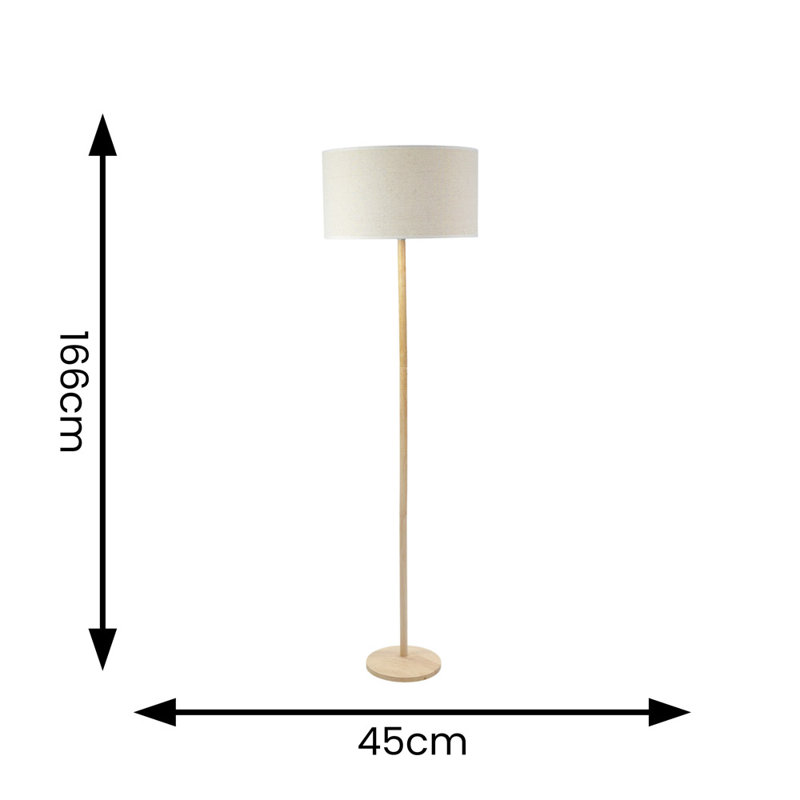 Rouvin 166cm Traditional Floor Lamp, No, Natural/White