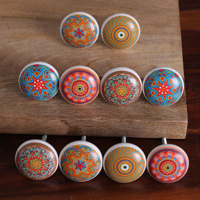 Novica Handmade Moroccan Style Ceramic Knobs