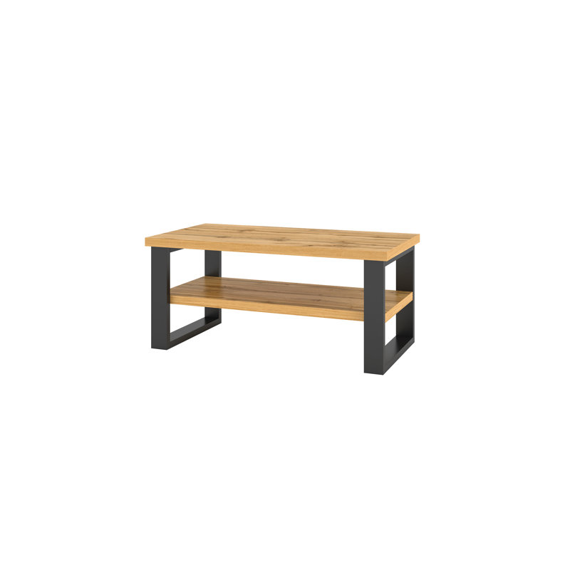 Nexus Sled Coffee Table with Storage, Black/Natural