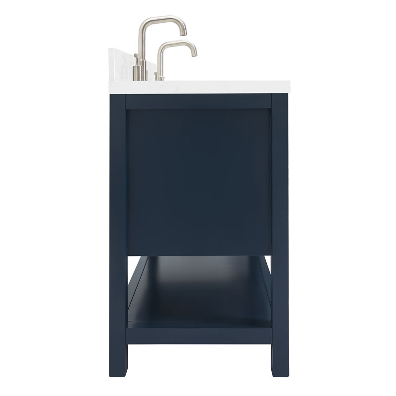 ARIEL Magnolia 60 Double Sink Bathroom Vanity with Top, Midnight Blue, Rectangular
