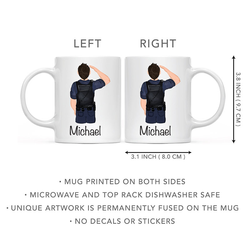 Tasse à café personnalisée, Blanc / noir, homme, agent de police 27, Oui