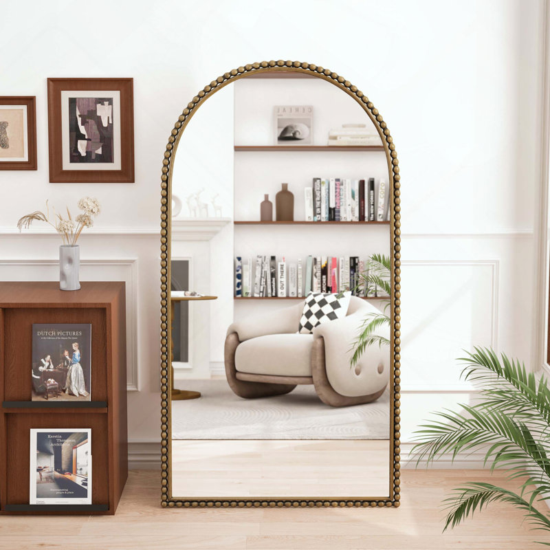 Miroir arqué pleine longueur avec pieds de soutien - fer rétro