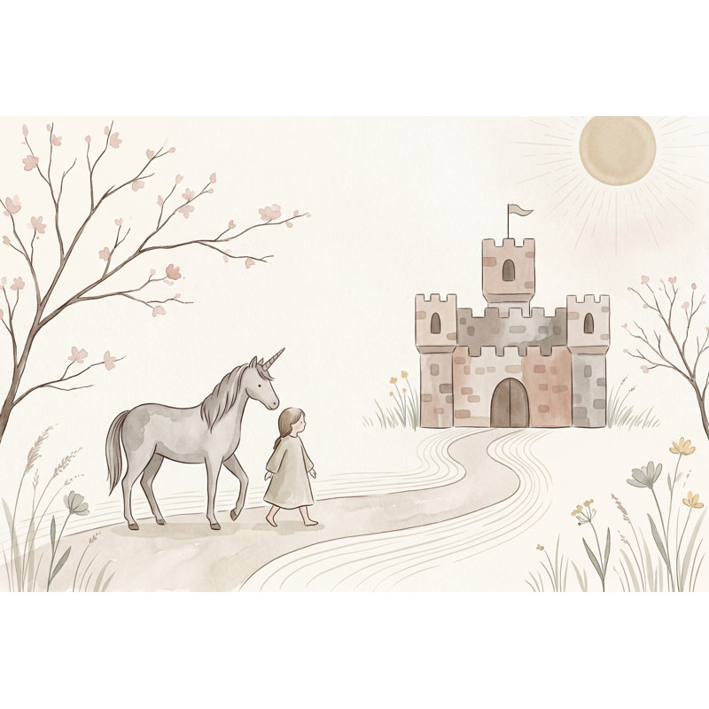 Papier peint licorne aquarelle amovible, 120 po x 96 po, Peler et coller