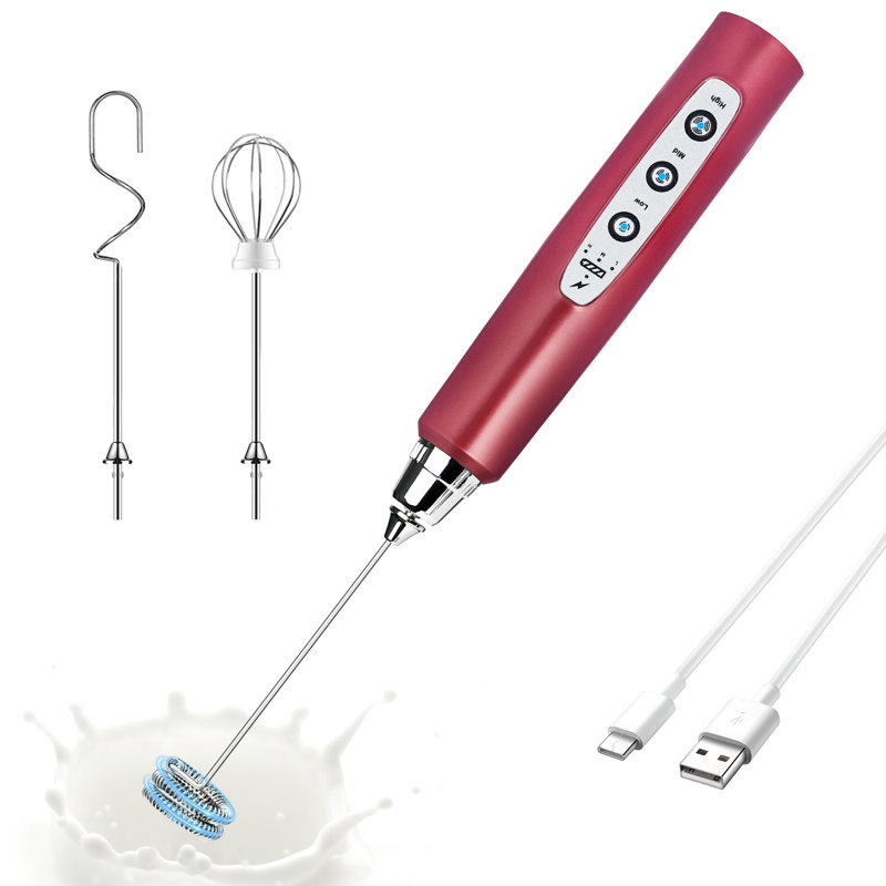 Moussoir à lait en acier inoxydable rouge, Rouge