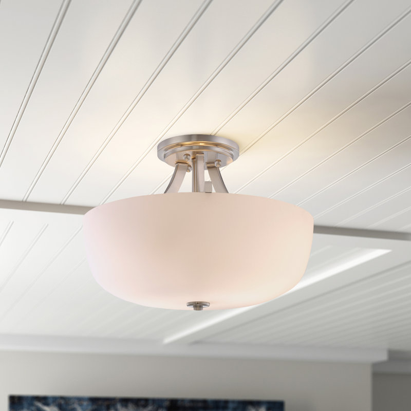 Alejandre Glass Semi Flush Mount, Brushed Nickel