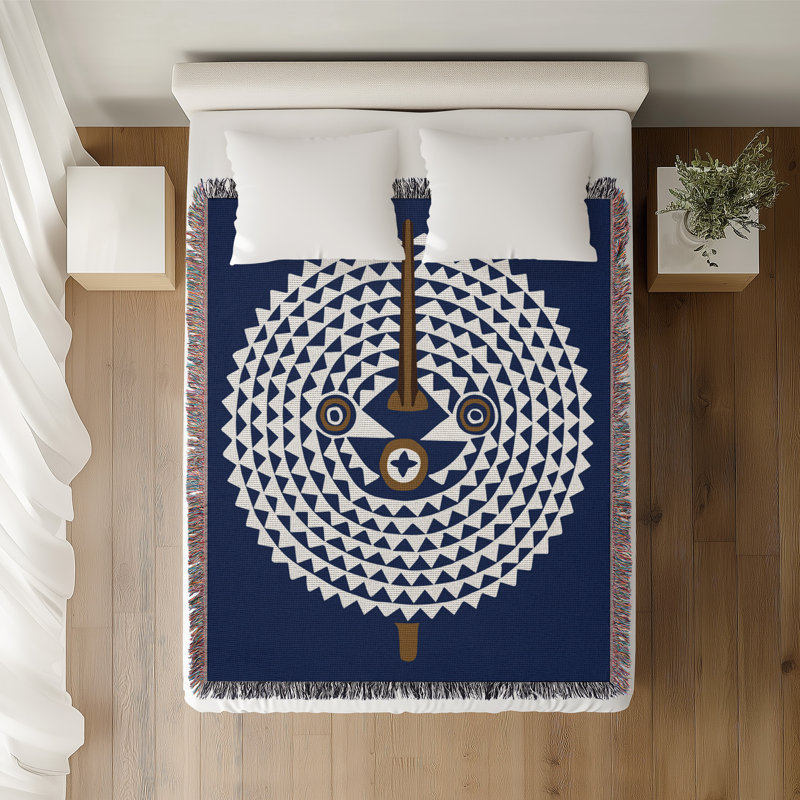 Couverture 100% coton Mossi, L 70 po x l 50 po, Marine