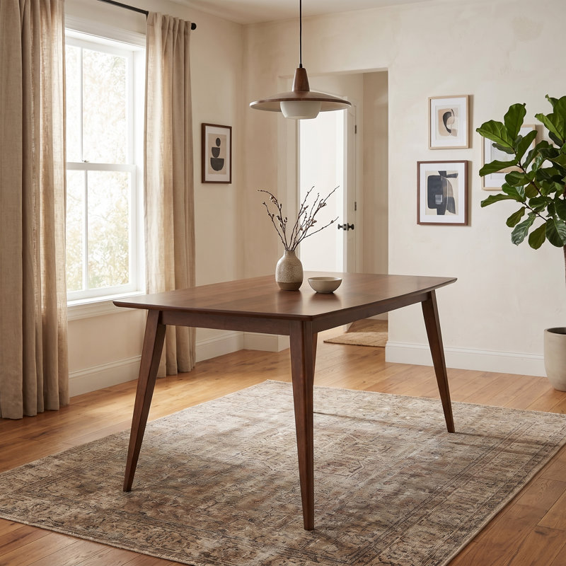 Phyllida Rectangular with Solid Wood Base Dining Table, 30" H x 60" L x 36" W