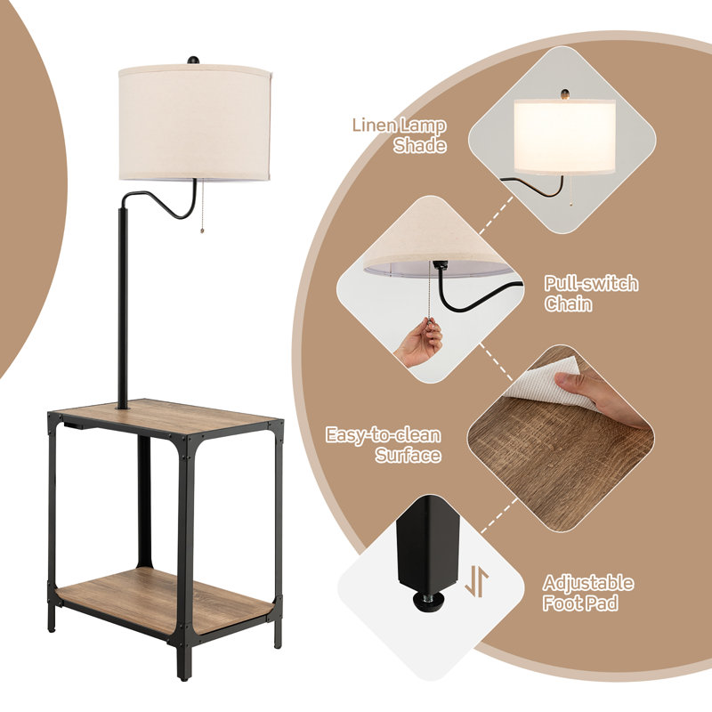Bikari 57'' Tray Table Floor Lamp with USB