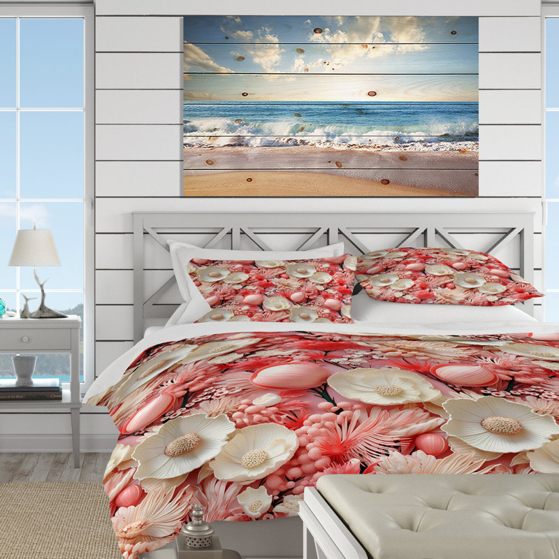 Ensemble de housse de couette Seashell Oasis, Housse de couette pour très grand lit et 2 très
