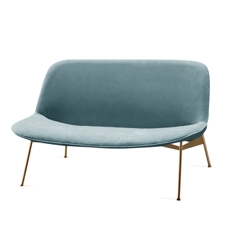 Canapé Chiado, Or, Velours bleu foncé Paris, H 31 po x l 75 po x P 25 po
