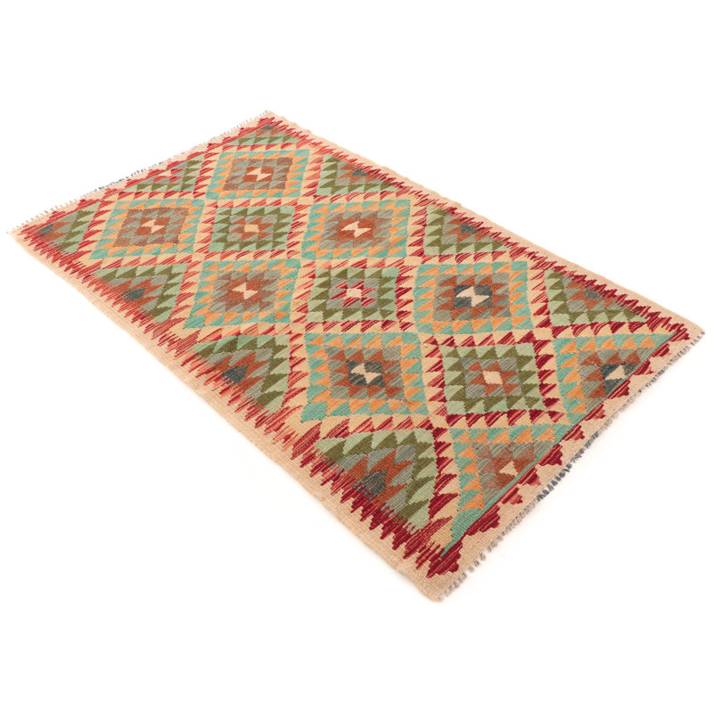 Geometric Wool Hand Woven 100cm X 163cm Area Rug
