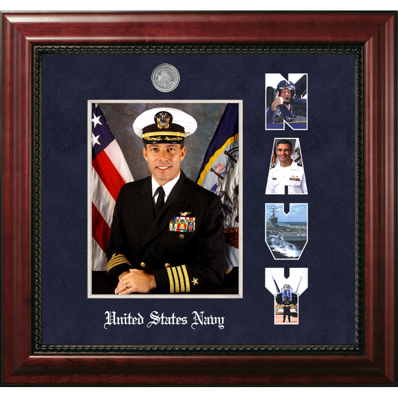 Cadre photo bleu marine portrait, Argent, 18 po x 16 po
