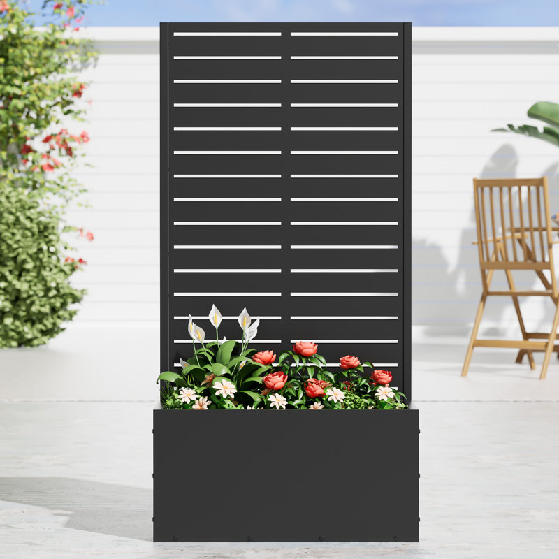 Metal Planter Box with Trellis, 47" H x 24" W x 11" D
