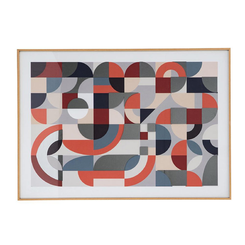 Multicolor Abstract Geometric Framed Mirror Art 23.8" x 33.6"