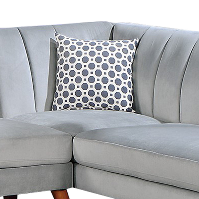 Holms  Right Hand Facing Sofa & Chaise, Light Gray Polyester Blend, 33" H x 80" W x 76" D